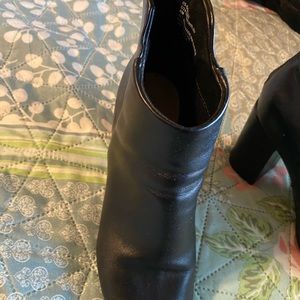 Black High Top Open Toe Pleather Heels